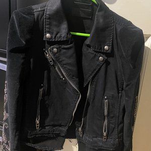 BlankNYC Black Fabric Jacket with Beads on Sleeves-Country Style